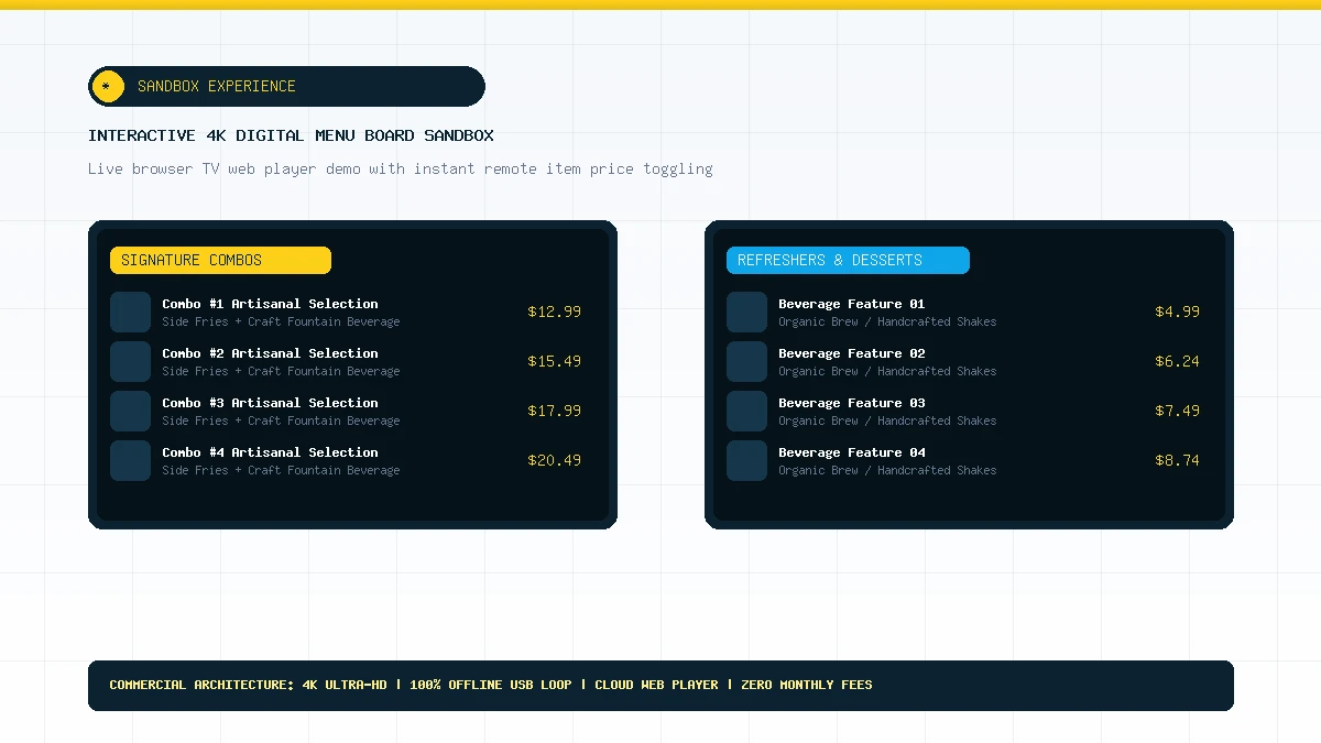 DigitalMenuMaker digital menu board and commercial signage demo