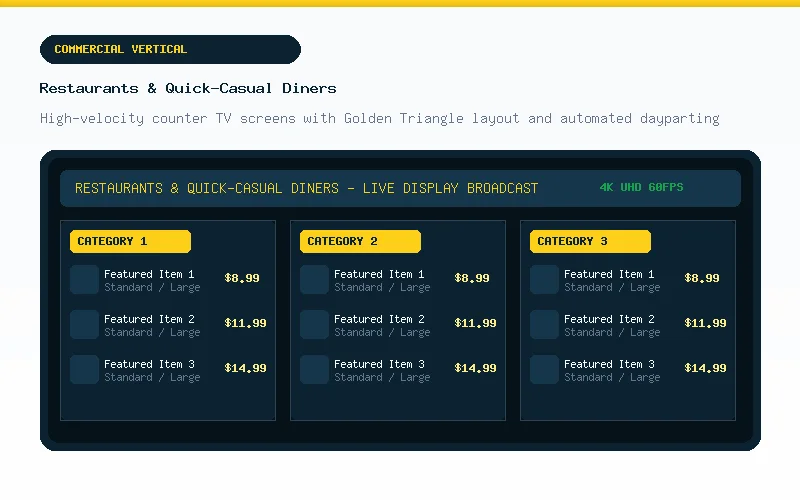 Digital menu boards for restaurants and diners